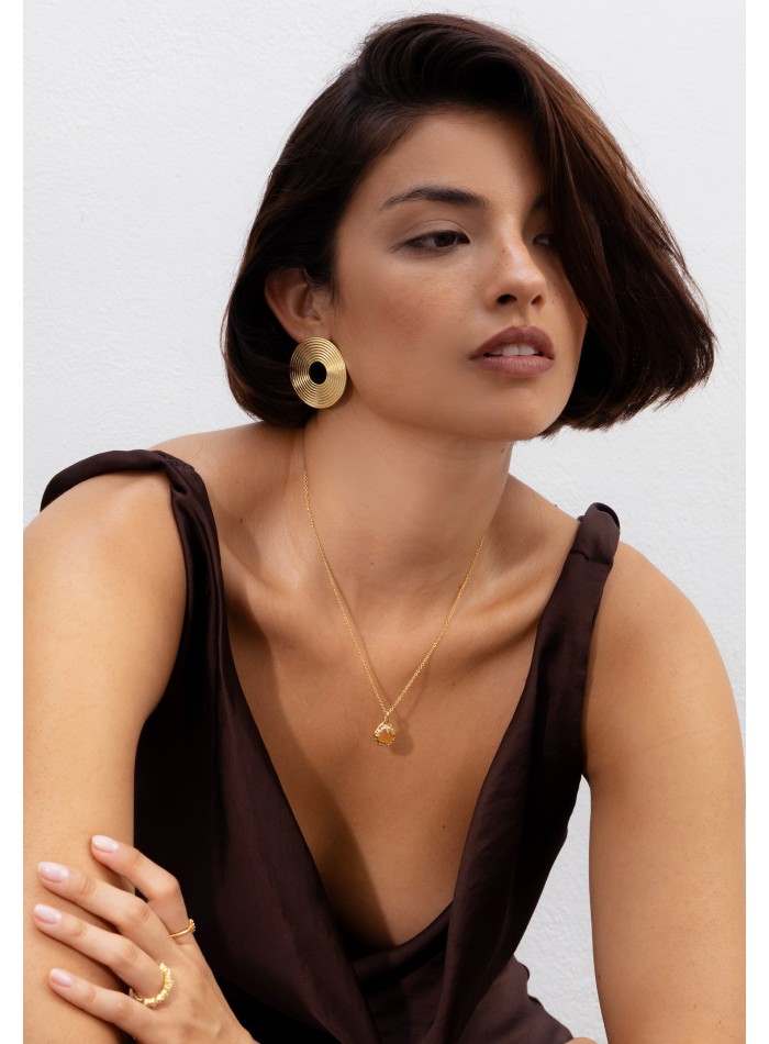 Long pendentif doré avec citrine