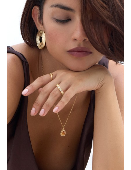 Long pendentif doré avec citrine