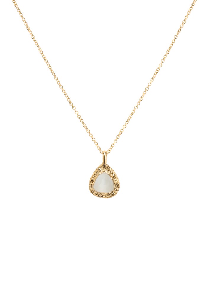 Long golden pendant with moonstone