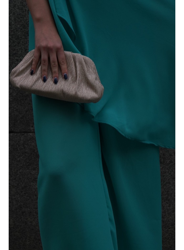 Guest gauze jumpsuit with one sleeve and neck tie