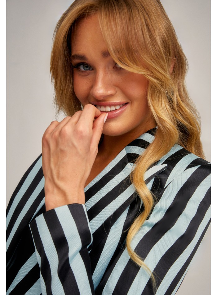 Tailored black and light blue striped jacket...