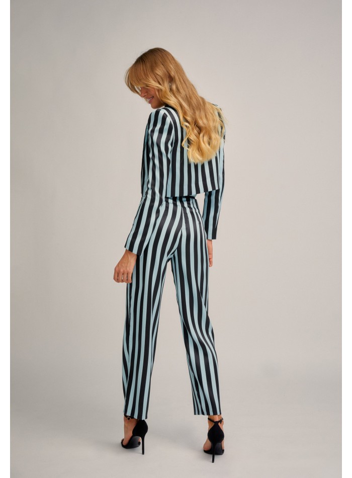 Veste de tailleur à rayures noires et bleues...
