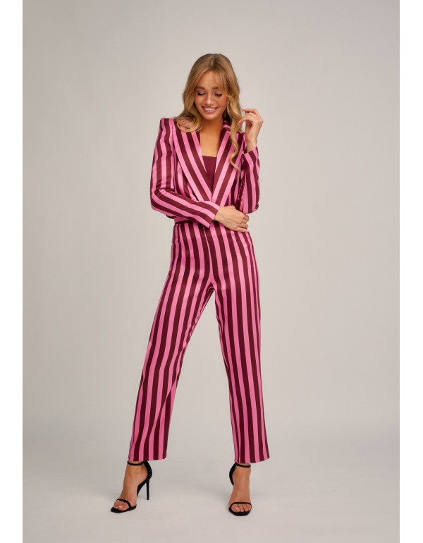 Pink straight high rise pants with wide waistband 2
