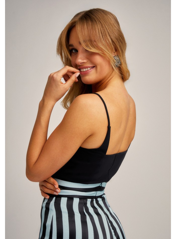 Black knitted top with square neckline and...