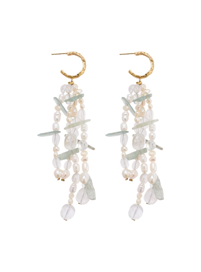 Boucles d'oreilles plaquées or avec perles et...