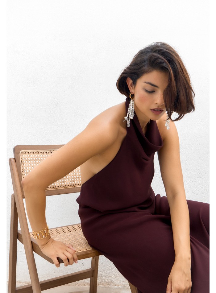 Aros dorados con perlas y piedra aguamarina