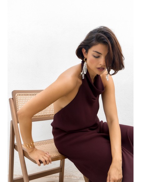 Boucles d'oreilles plaquées or avec perles et pierre aigue-marine