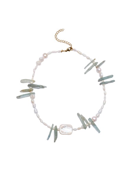 Collier de perles avec détails en aigue-marine