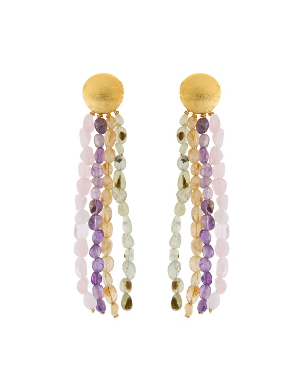 Pendientes dorados con piedras multicolor