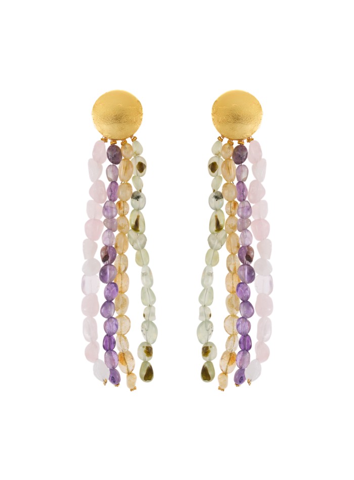 Pendientes dorados con piedras multicolor