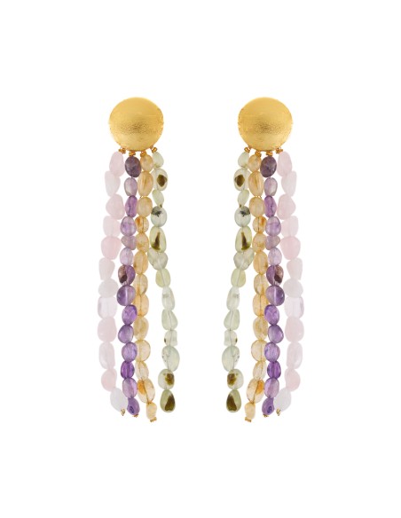 Pendientes dorados con piedras multicolor