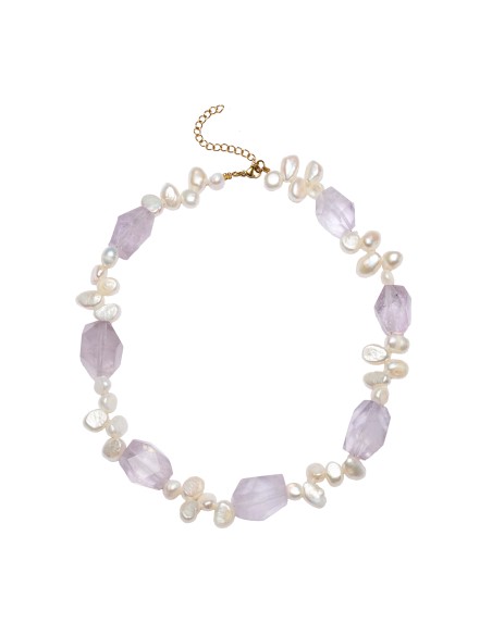 Collier en pierre d'améthyste avec perles