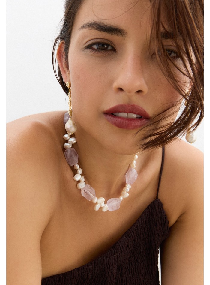 Collier en pierre d'améthyste avec perles