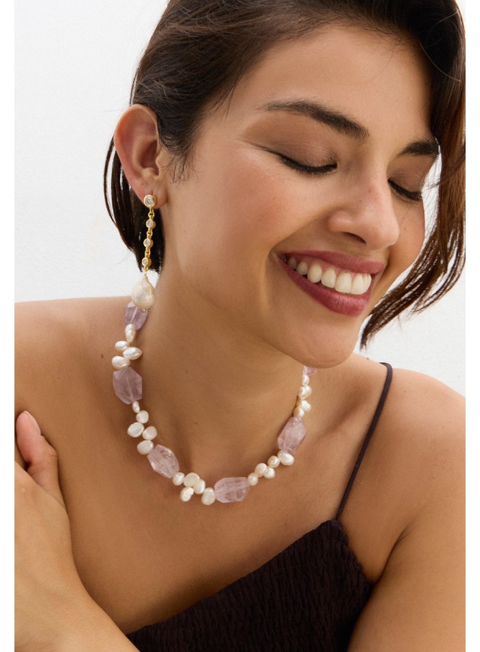 Collier en pierre d'améthyste avec perles