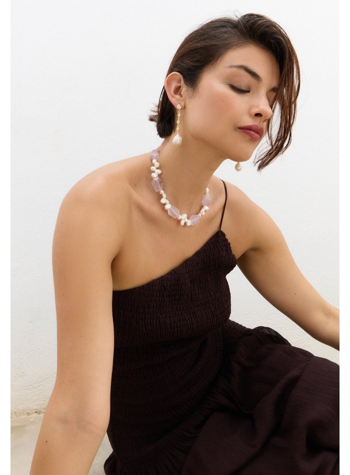 Collier en pierre d'améthyste avec perles