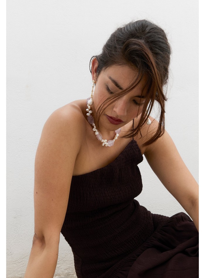 Collier en pierre d'améthyste avec perles