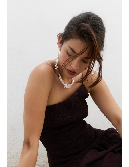 Collier en pierre d'améthyste avec perles