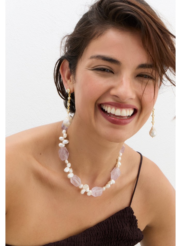 Collier en pierre d'améthyste avec perles