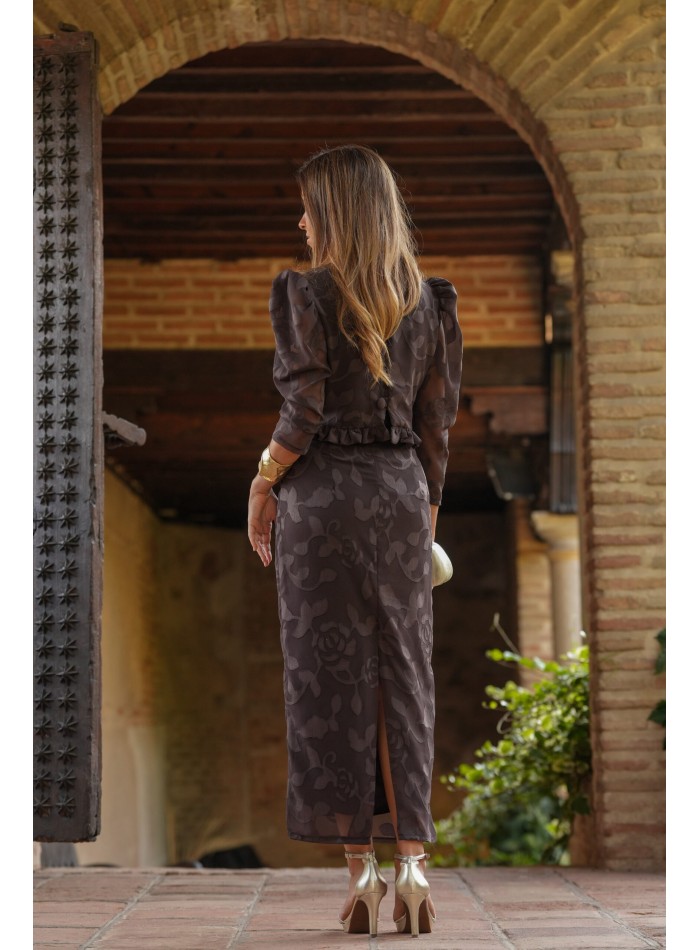 Ensemble jupe et top crop en mousseline de...