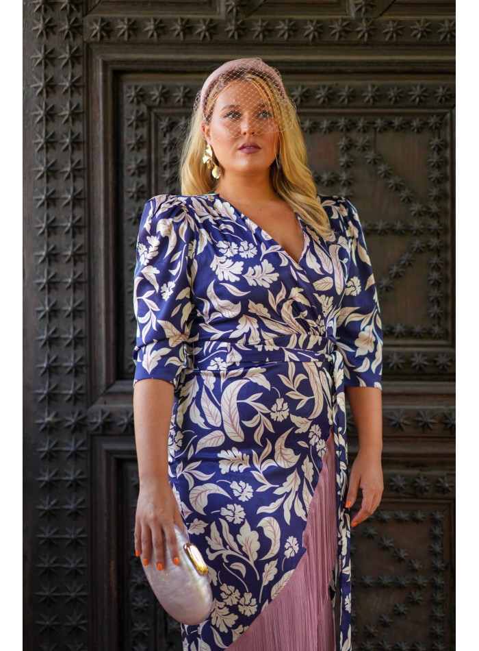 Vestido midi de invitada estampado con flecos para eventos especiales