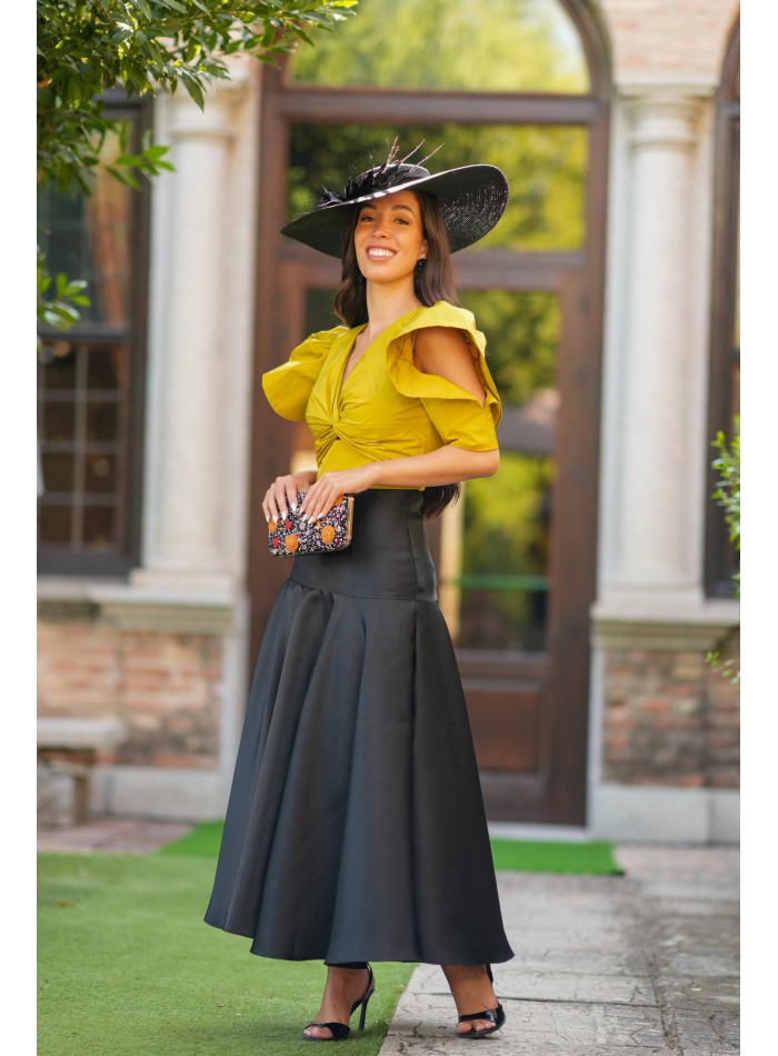 Mikado top and skirt set with ruffles