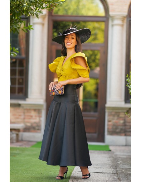 Mikado top and skirt set with ruffles