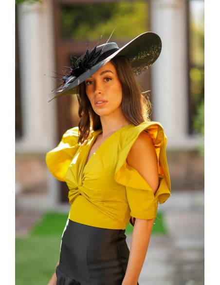 Mikado top and skirt set with ruffles