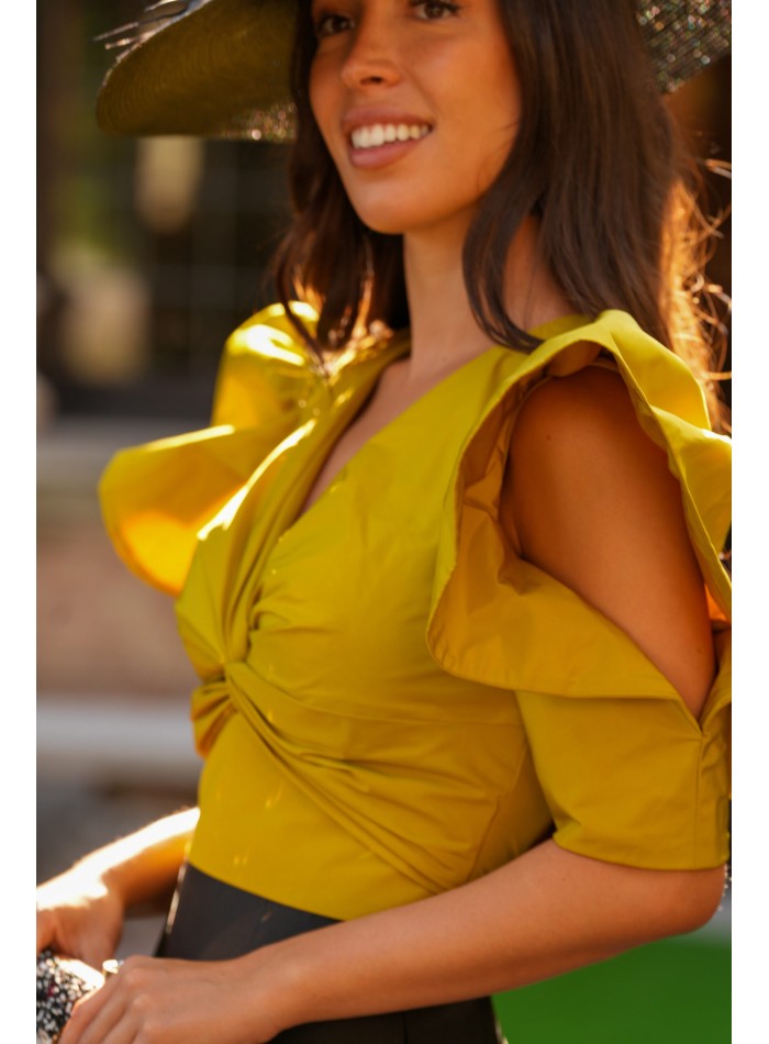 Mikado top and skirt set with ruffles