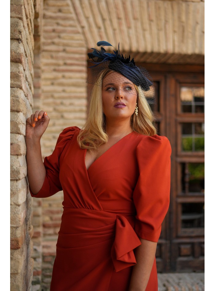 Cauldron midi dress with puffed French sleeves