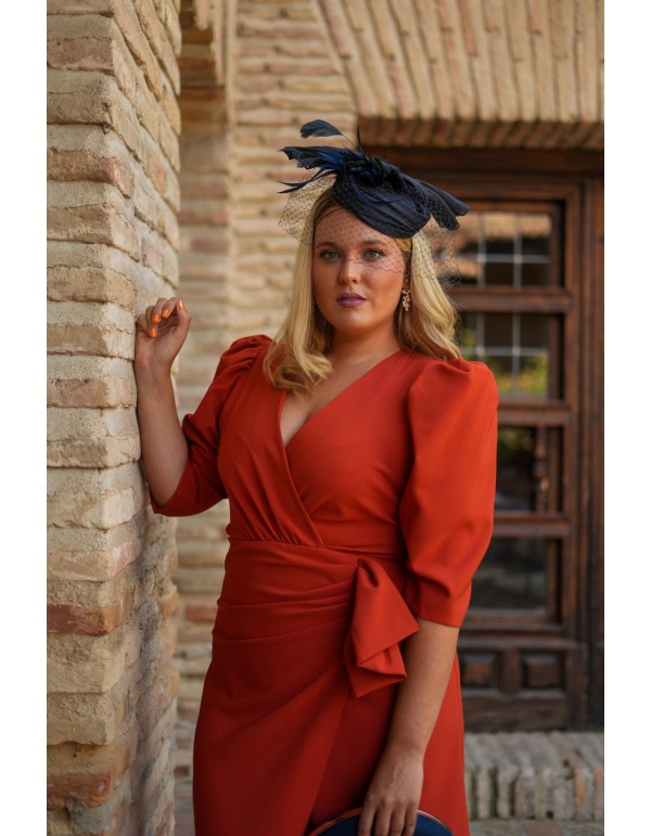 Cauldron midi dress with puffed French sleeves 2