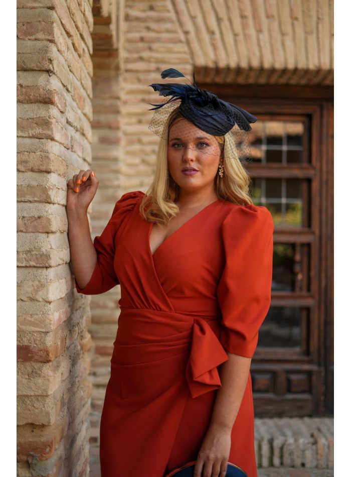 Cauldron midi dress with puffed French sleeves