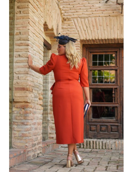 Robe midi Caldera à manches françaises bouffantes