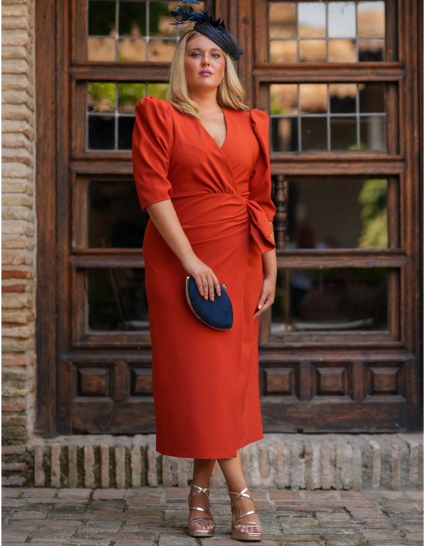 Cauldron midi dress with puffed French sleeves