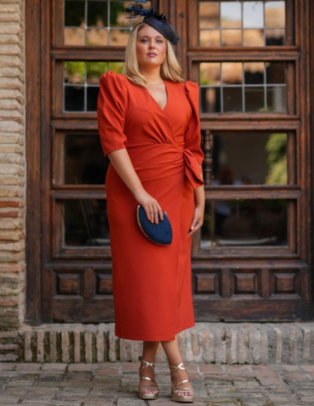 Cauldron midi dress with puffed French sleeves