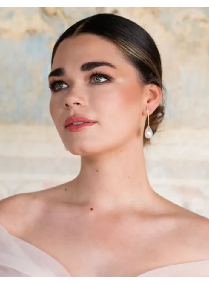 Boucles d'oreilles courtes de mariage avec fil...