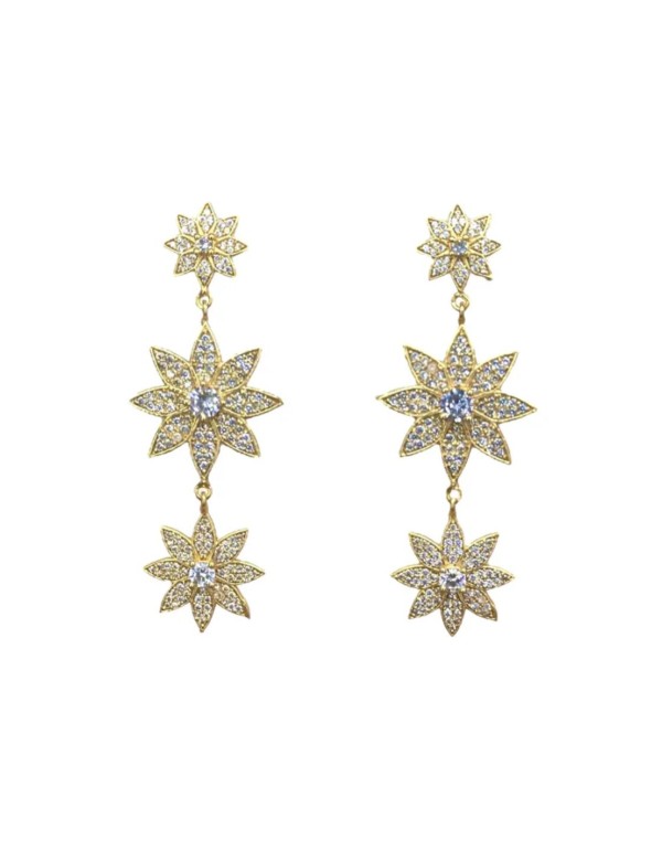 Pendientes largos con estrellas y circonitas