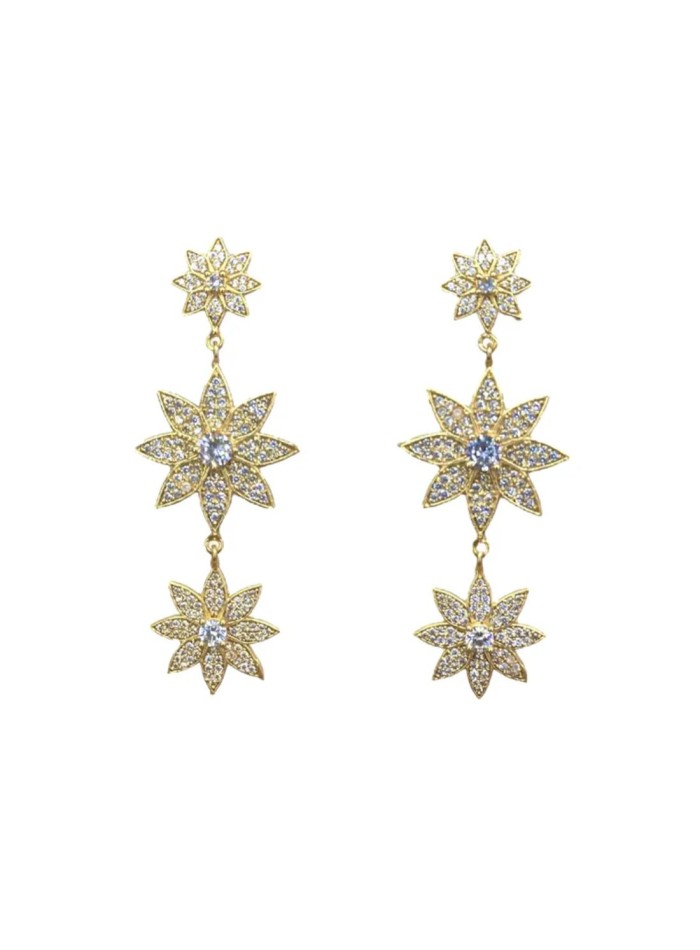 Boucles d'oreilles longues avec étoiles et zircons