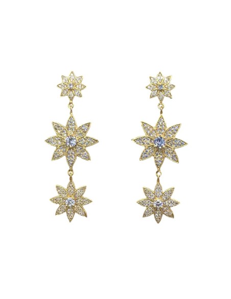 Boucles d'oreilles longues avec étoiles et zircons