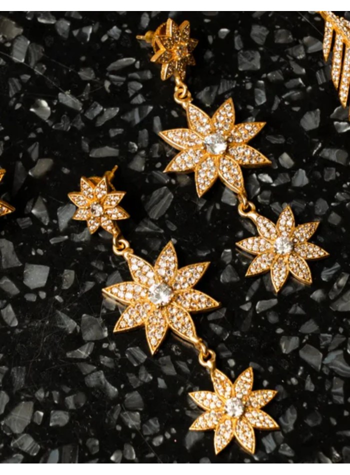Long earrings with stars and zirconia