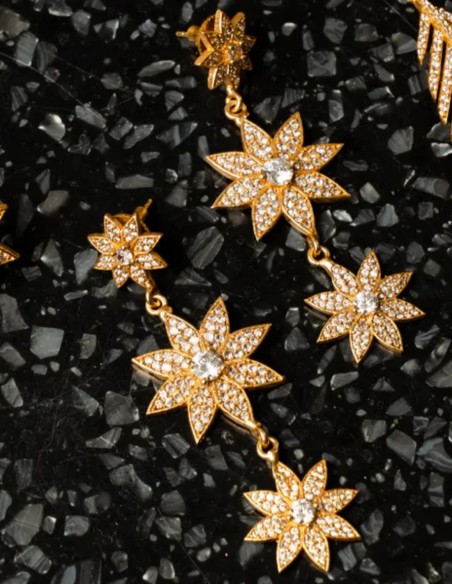 Boucles d'oreilles longues avec étoiles et zircons