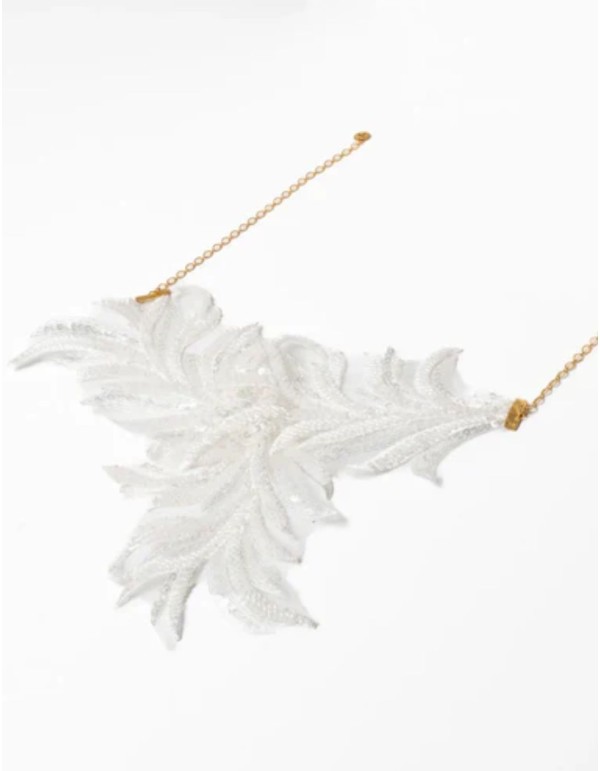 Necklace with white feather embroidery 2