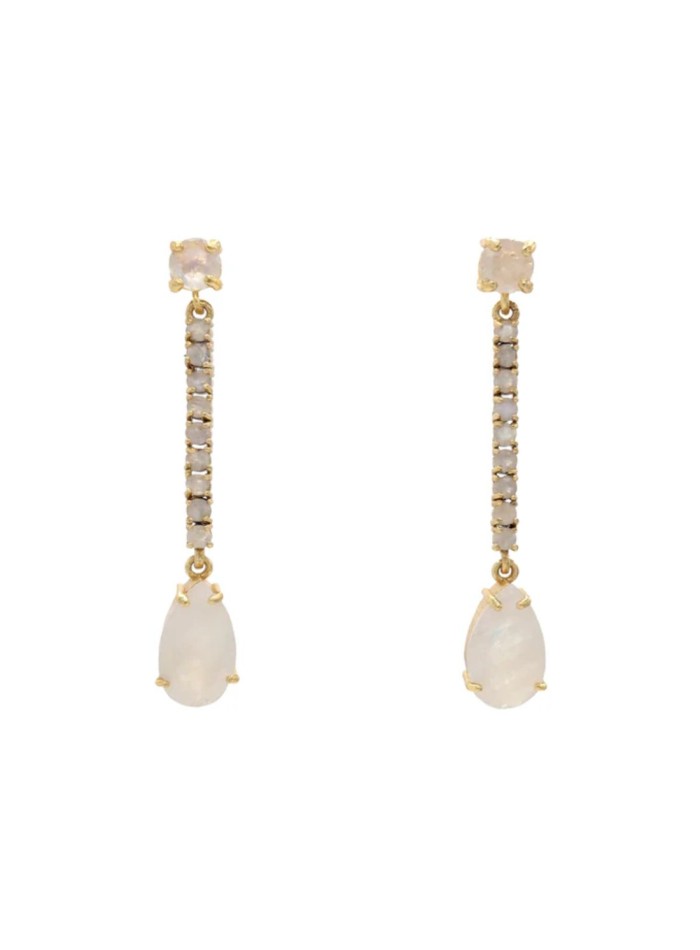 Long party earrings with zirconia and carved...