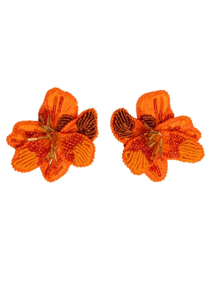 Pendientes de fiesta con pétalos de abalorios naranja