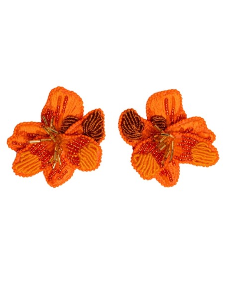 Pendientes de fiesta con pétalos de abalorios naranja