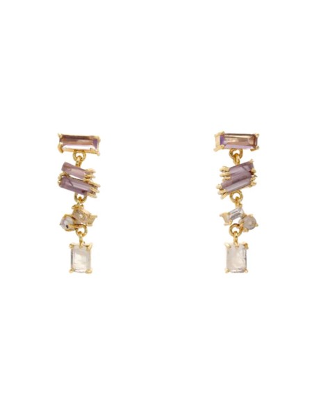 Pendientes cortos con piedras geométricas de colores