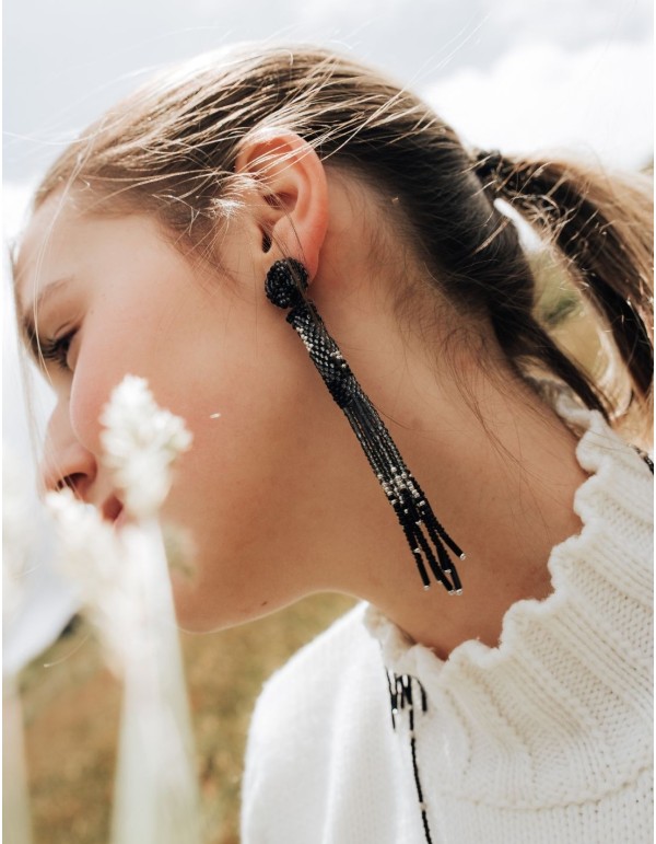 Pendientes de fiesta largos de cuentas con flecos para eventos especiales 2