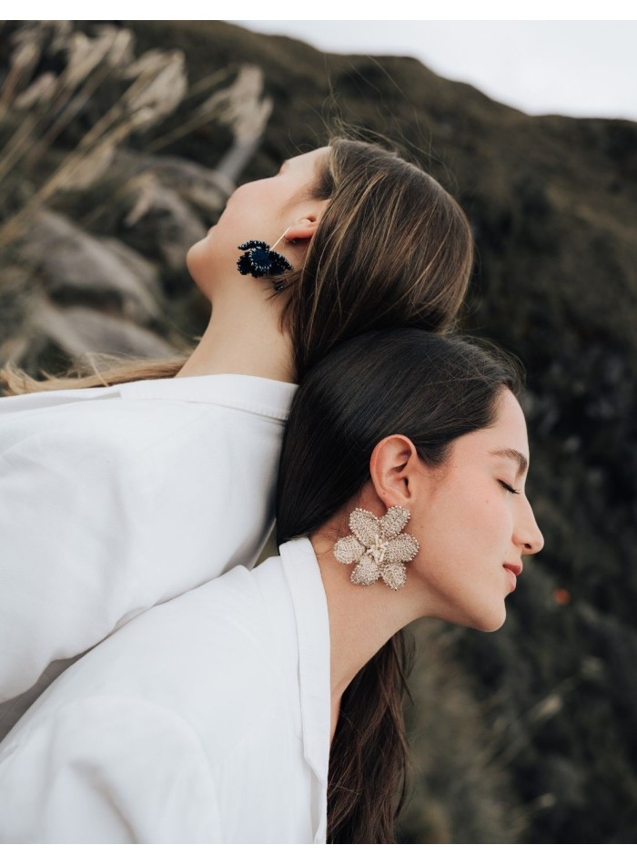 Boucles d'oreilles en crochet avec pierres et...