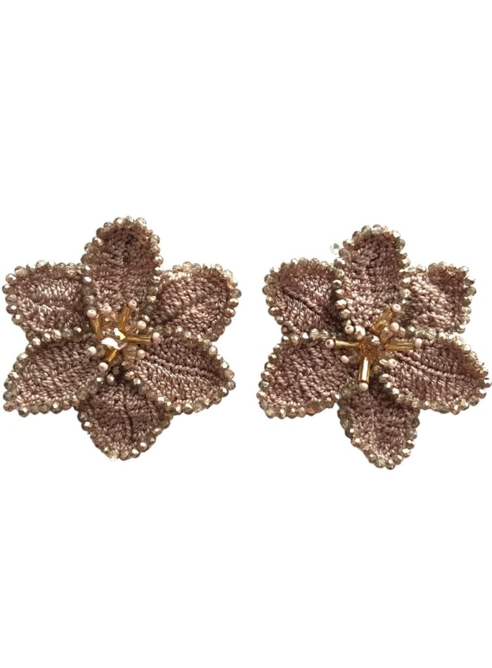 Boucles d'oreilles en crochet avec pierres et...