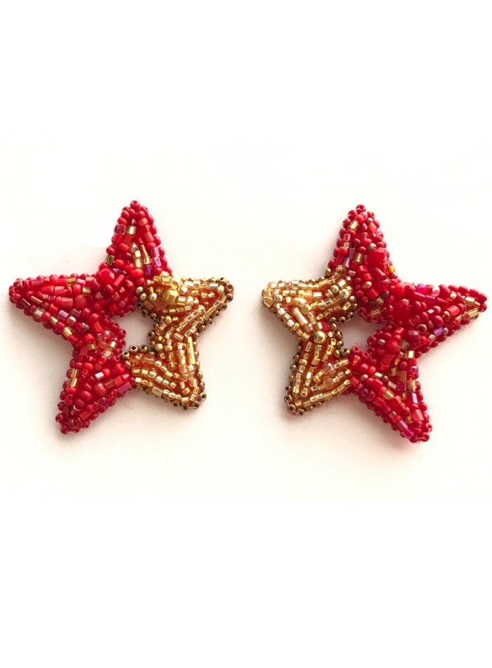 Boucles d'oreilles en étoile brodées à la main...