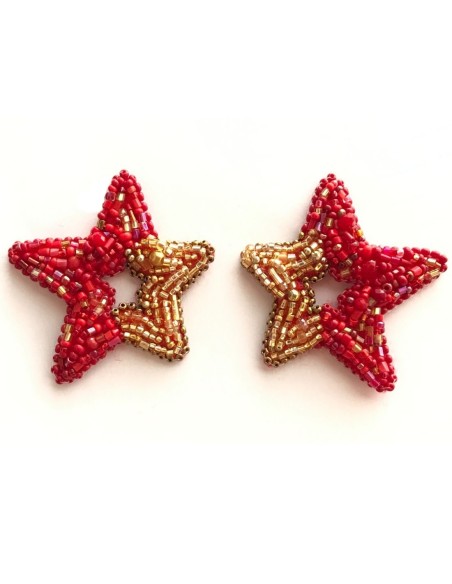 Boucles d'oreilles en étoile brodées à la main avec des perles